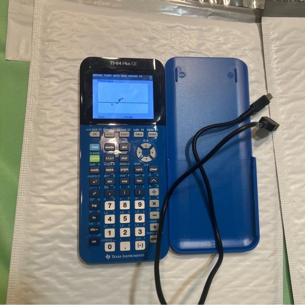Texas Instruments TI-84 Plus CE Graphing Calculator w/ Cable - Blue TESTED WORKS